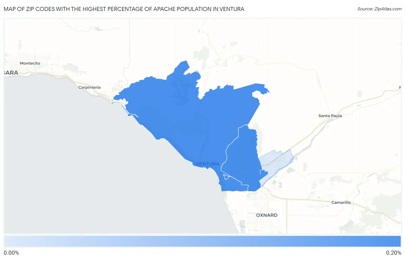 Zip Codes with the Highest Percentage of Apache Population in Ventura Map