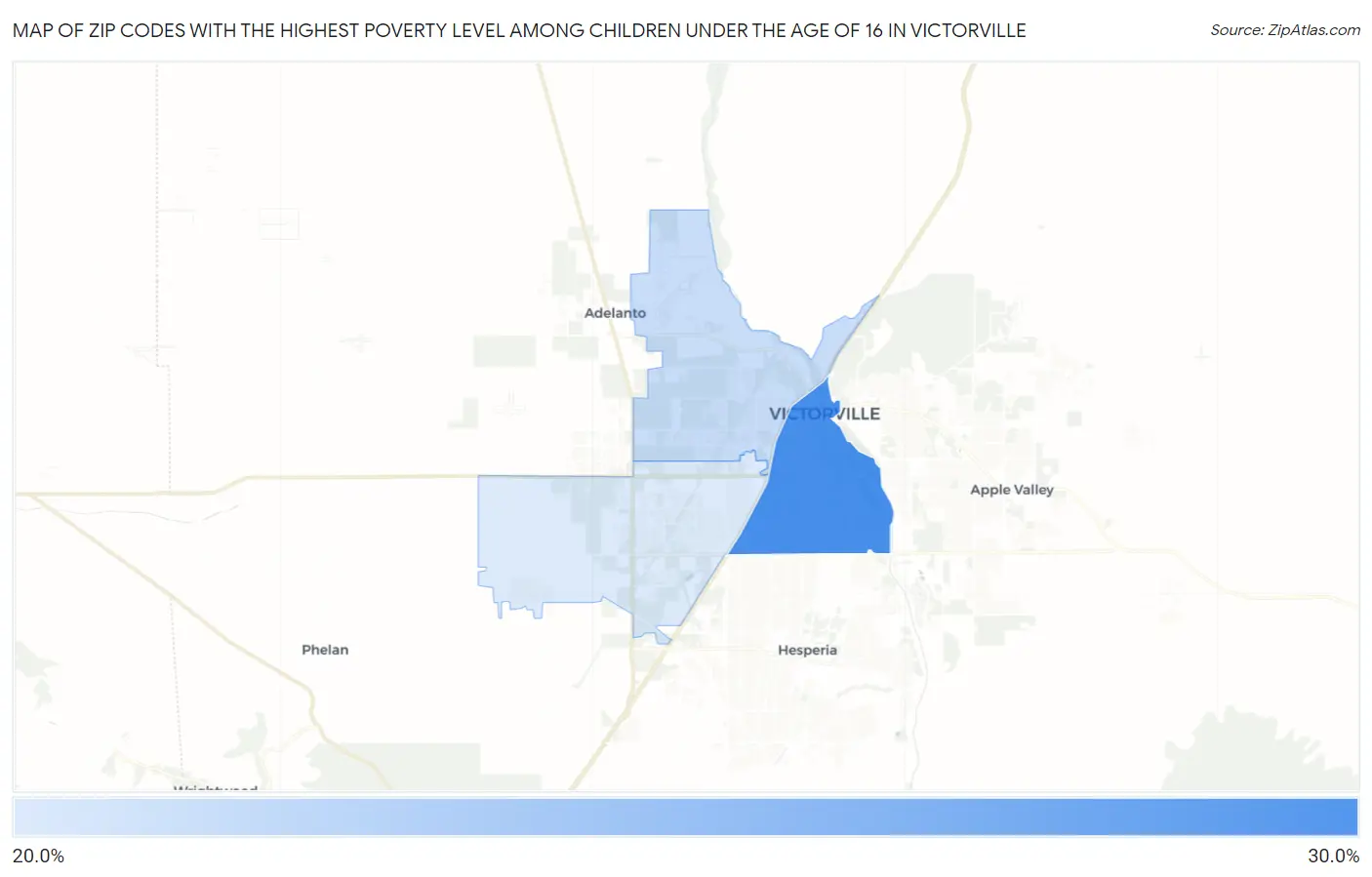Zip Codes with the Highest Poverty Level Among Children Under the Age of 16 in Victorville Map