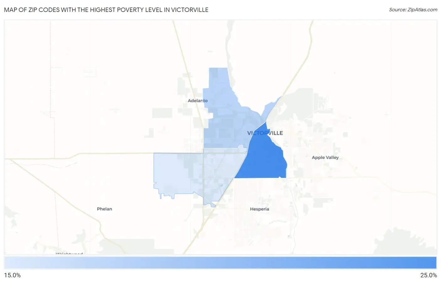 Zip Codes with the Highest Poverty Level in Victorville Map