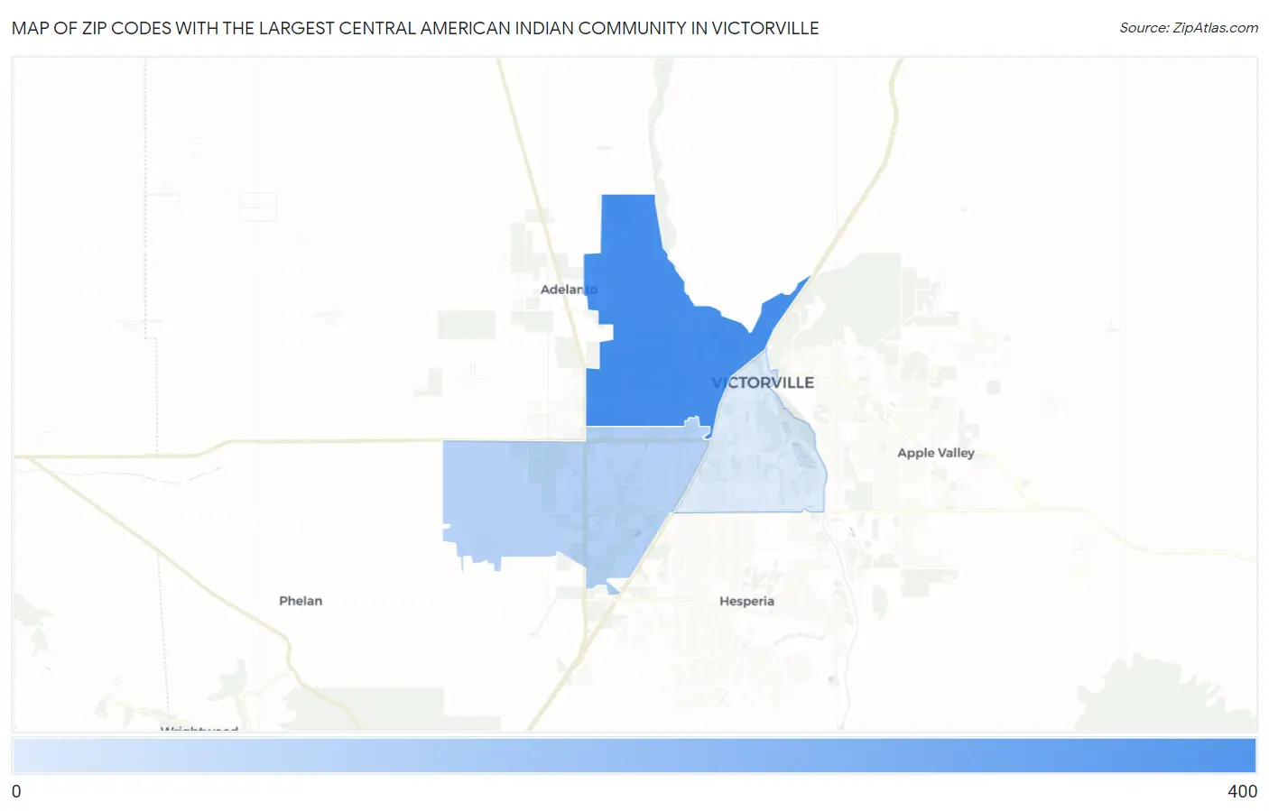 Zip Codes with the Largest Central American Indian Community in Victorville Map