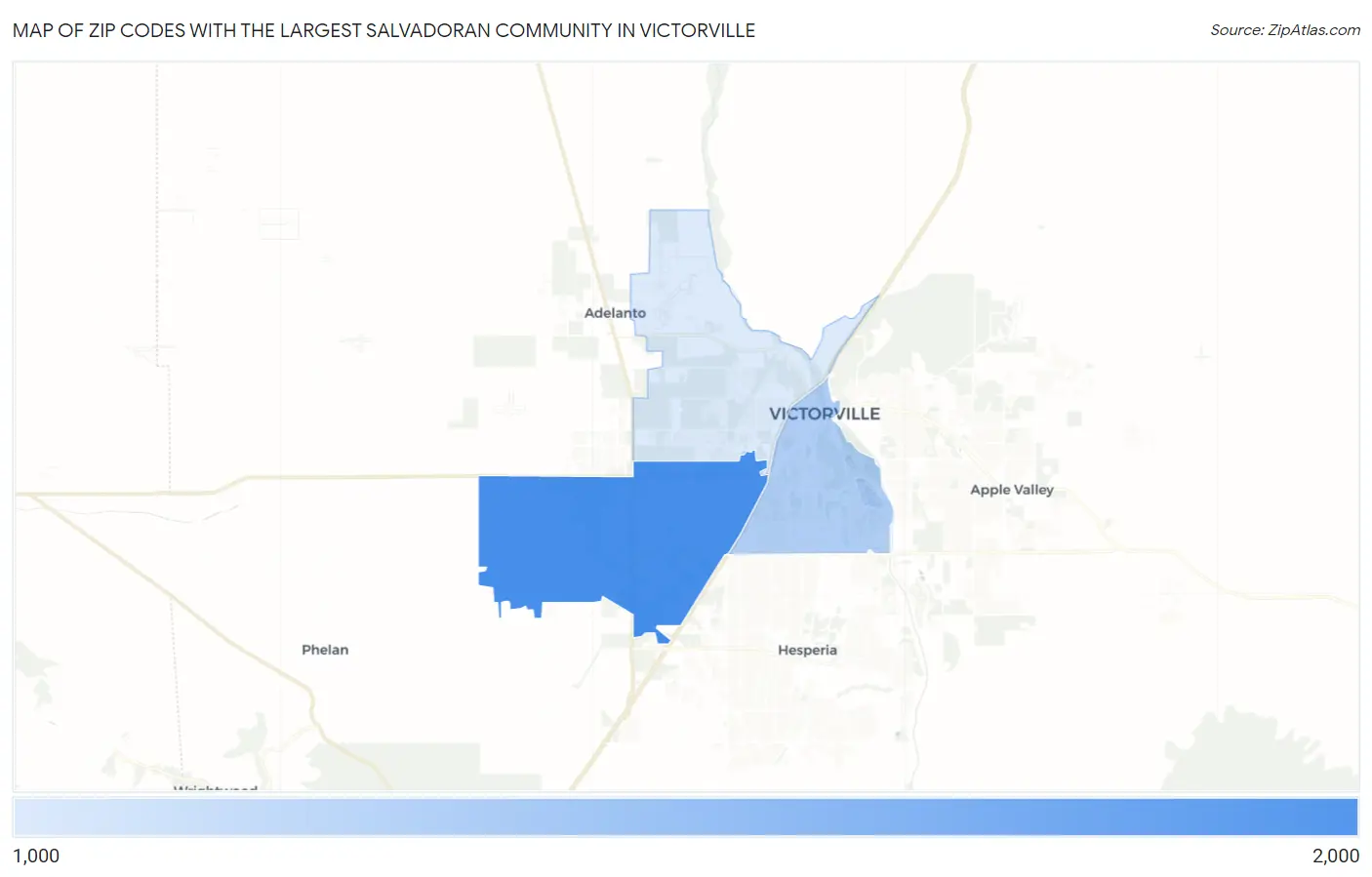 Zip Codes with the Largest Salvadoran Community in Victorville Map