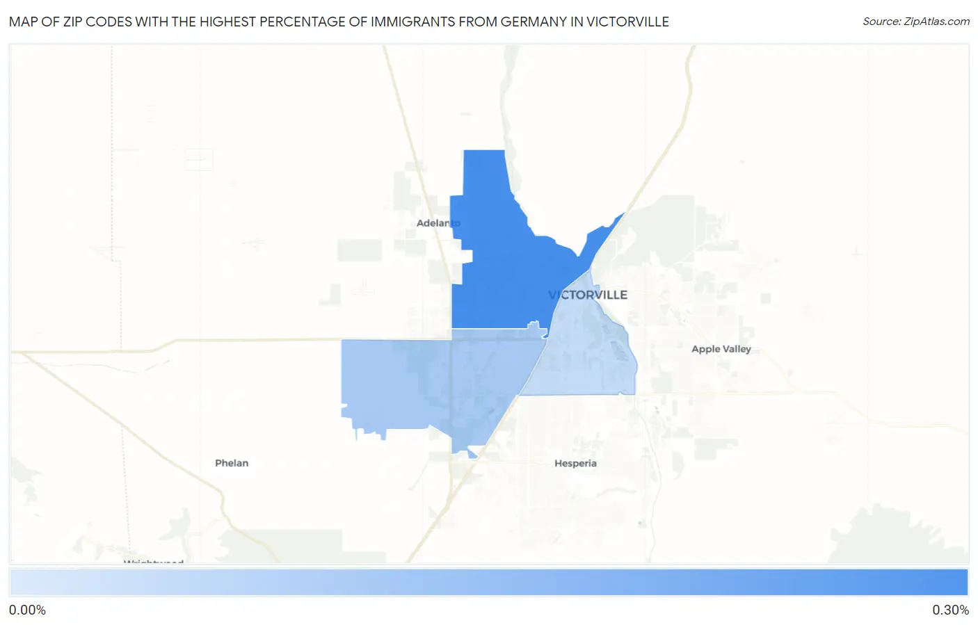 Zip Codes with the Highest Percentage of Immigrants from Germany in Victorville Map
