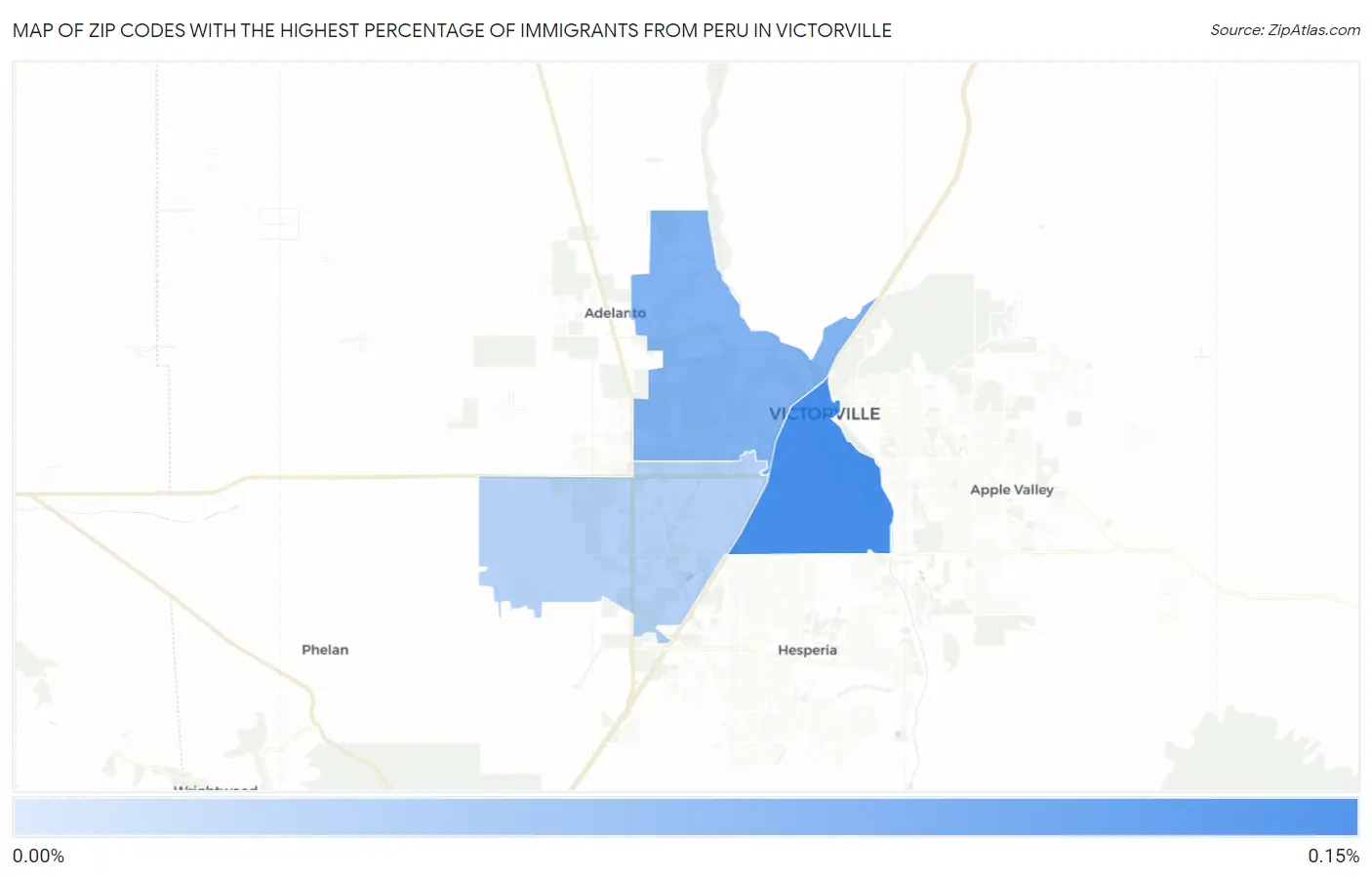 Zip Codes with the Highest Percentage of Immigrants from Peru in Victorville Map