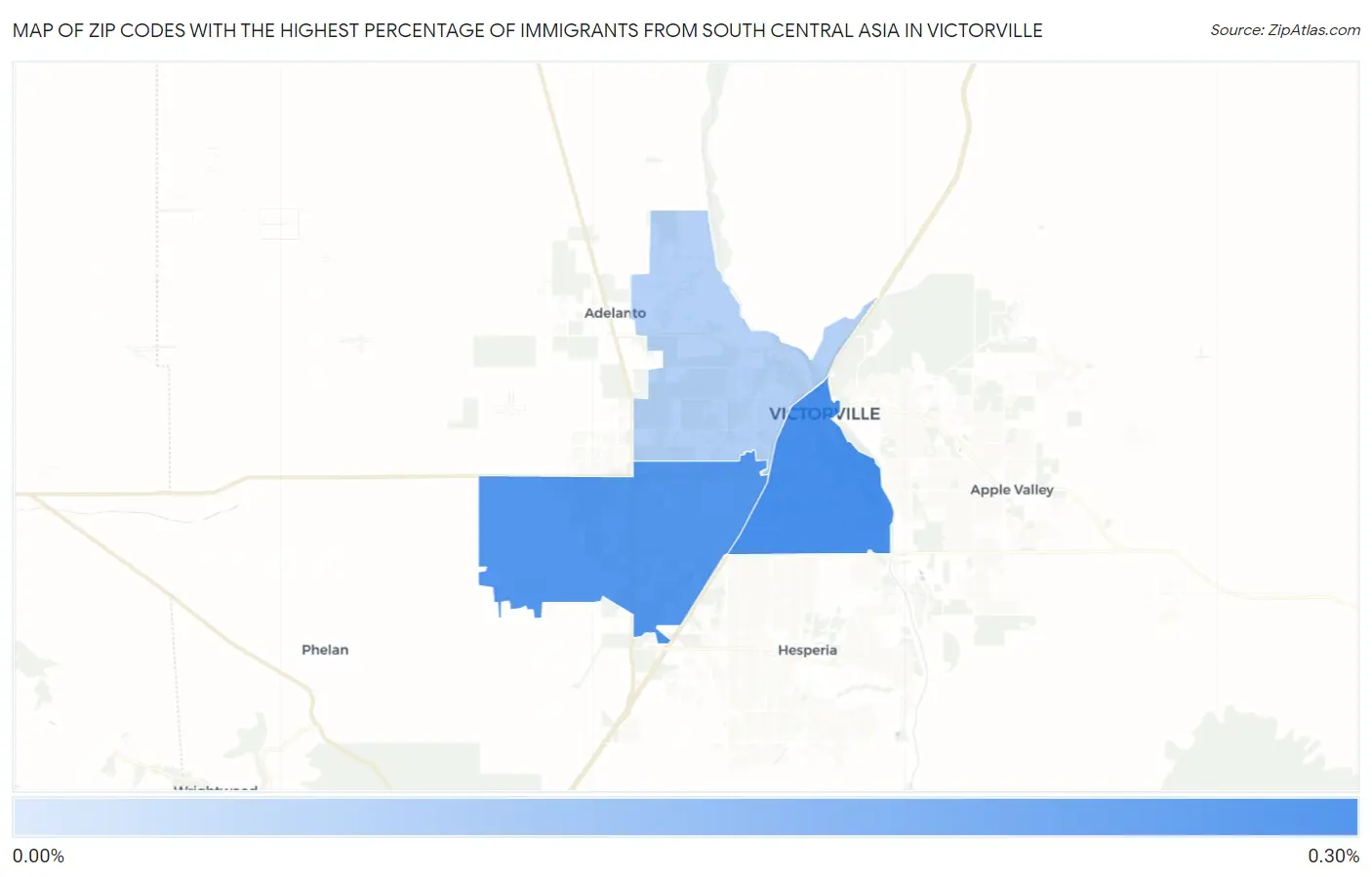 Zip Codes with the Highest Percentage of Immigrants from South Central Asia in Victorville Map