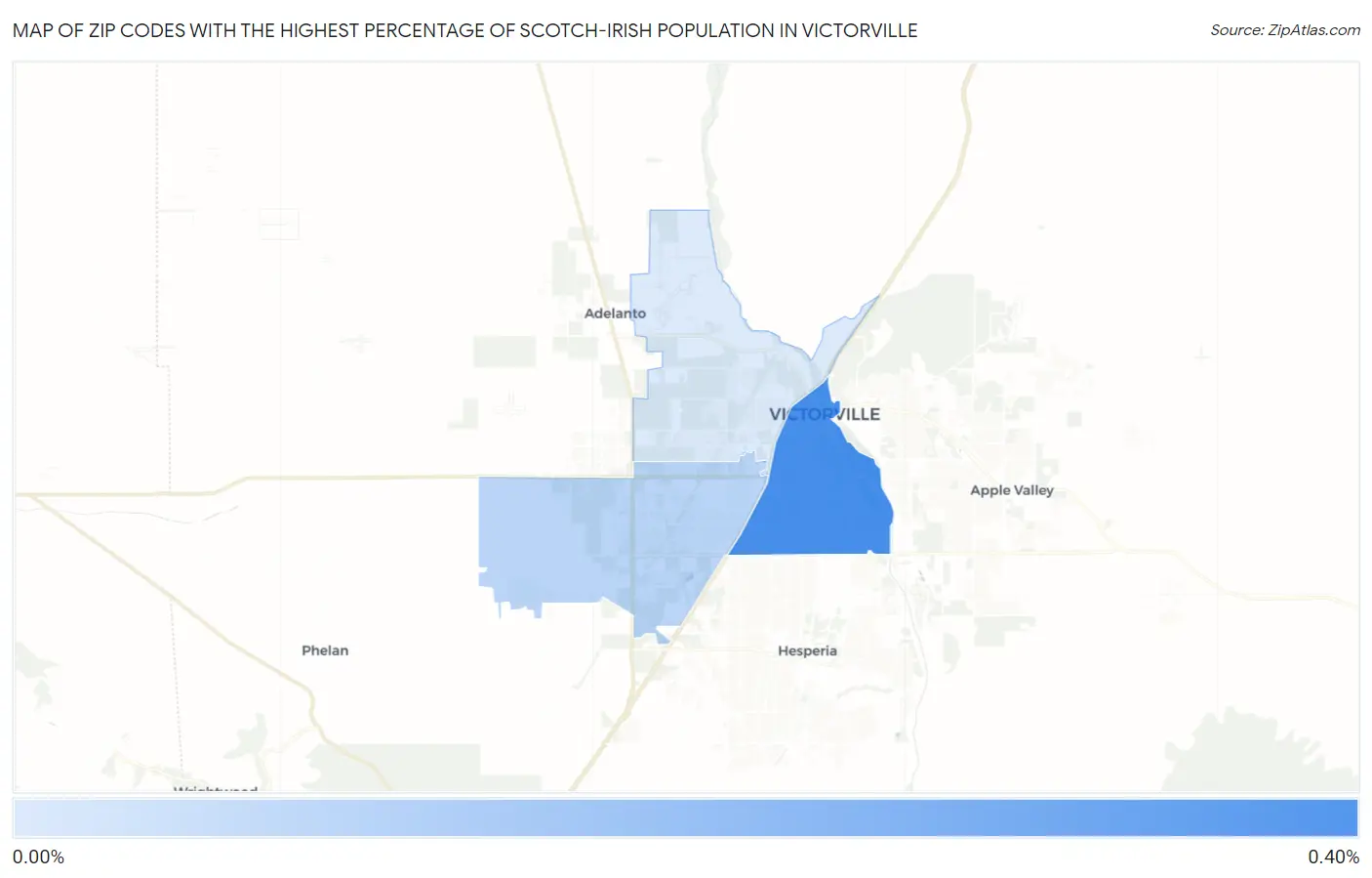 Zip Codes with the Highest Percentage of Scotch-Irish Population in Victorville Map