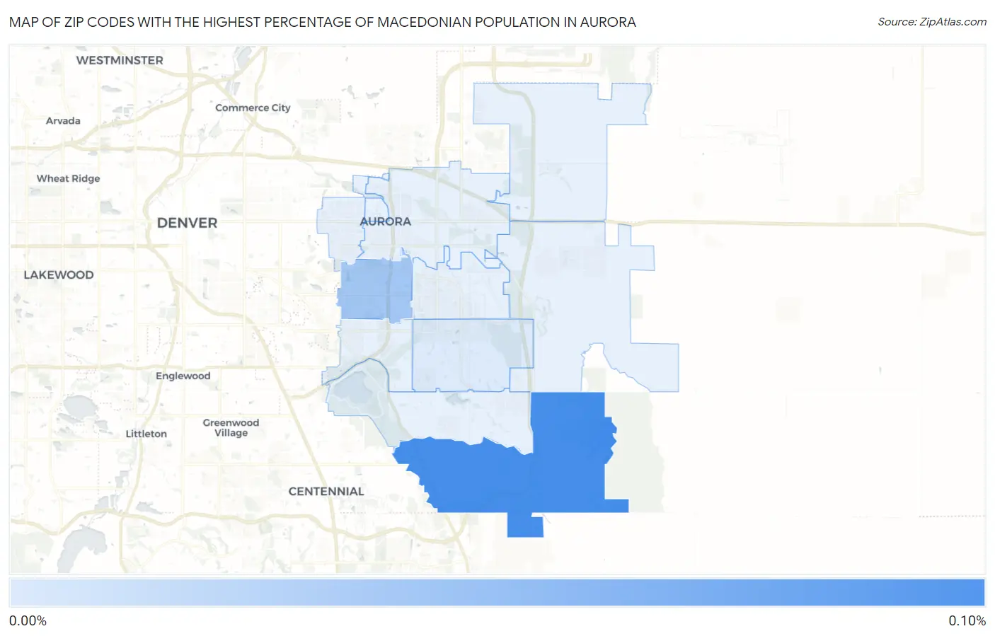Zip Codes with the Highest Percentage of Macedonian Population in Aurora Map
