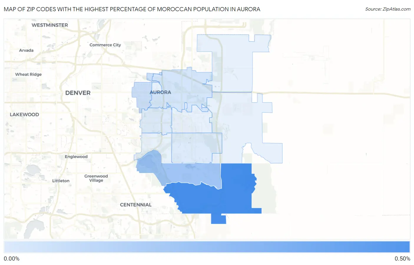 Zip Codes with the Highest Percentage of Moroccan Population in Aurora Map