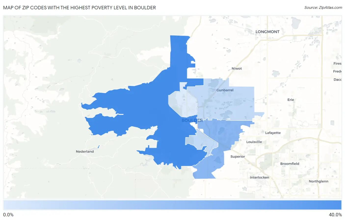 Zip Codes with the Highest Poverty Level in Boulder Map