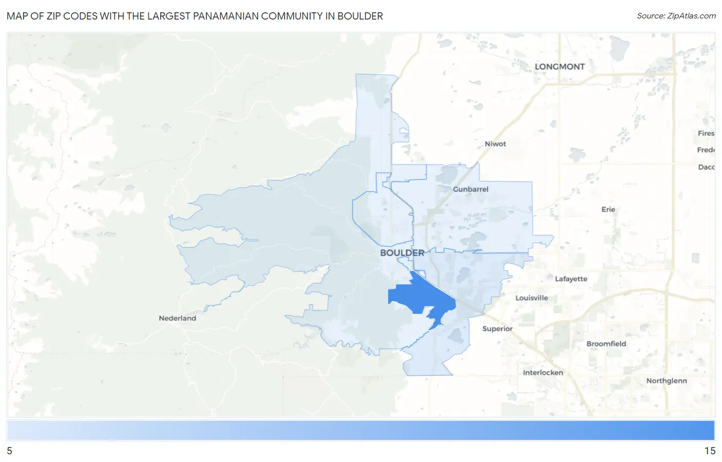 Zip Codes with the Largest Panamanian Community in Boulder Map