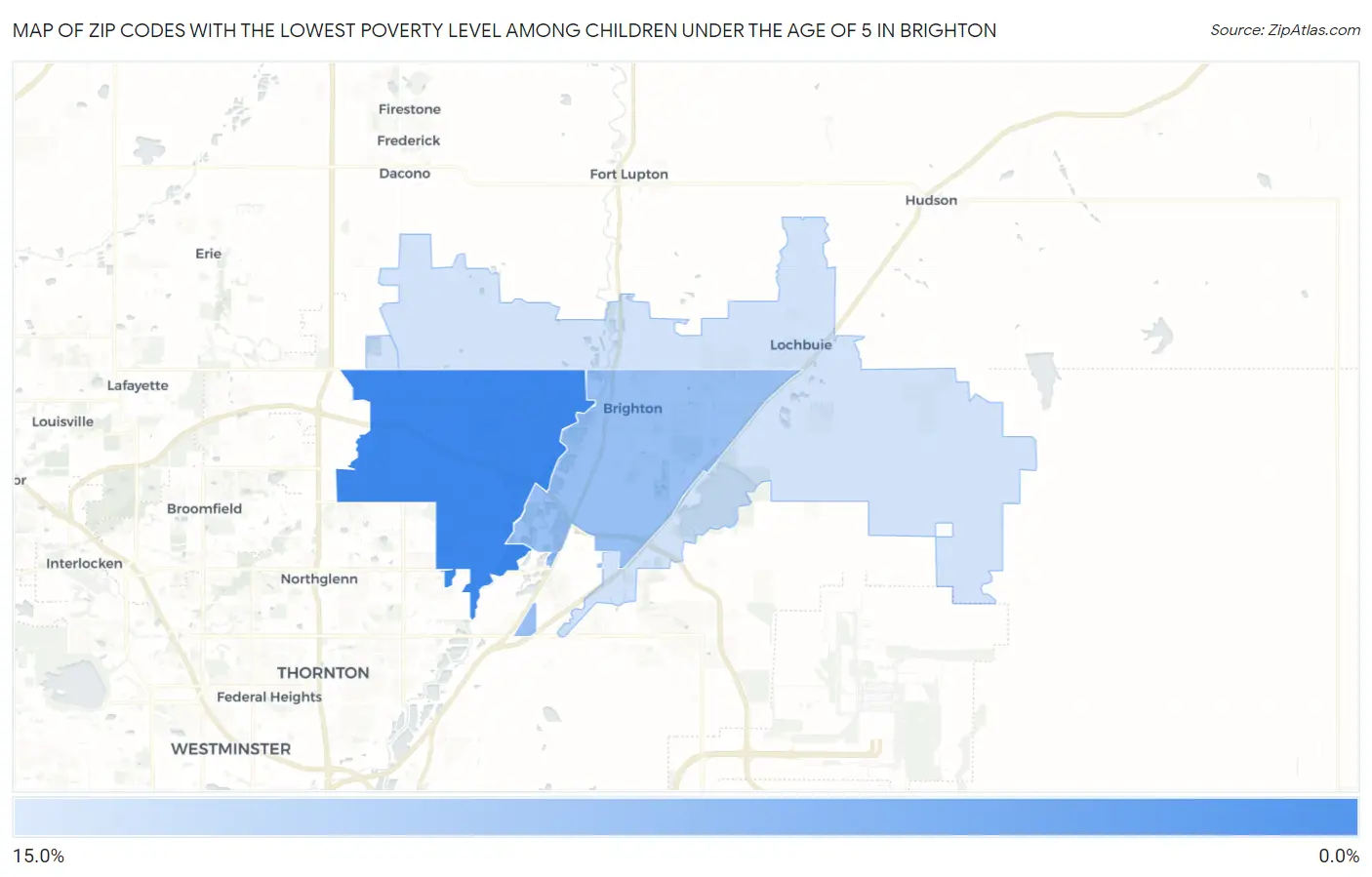 Zip Codes with the Lowest Poverty Level Among Children Under the Age of 5 in Brighton Map