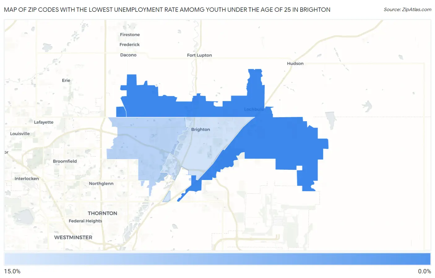 Zip Codes with the Lowest Unemployment Rate Amomg Youth Under the Age of 25 in Brighton Map