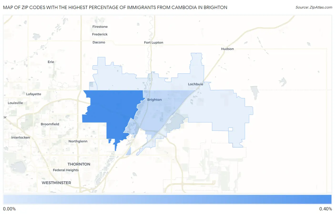 Zip Codes with the Highest Percentage of Immigrants from Cambodia in Brighton Map