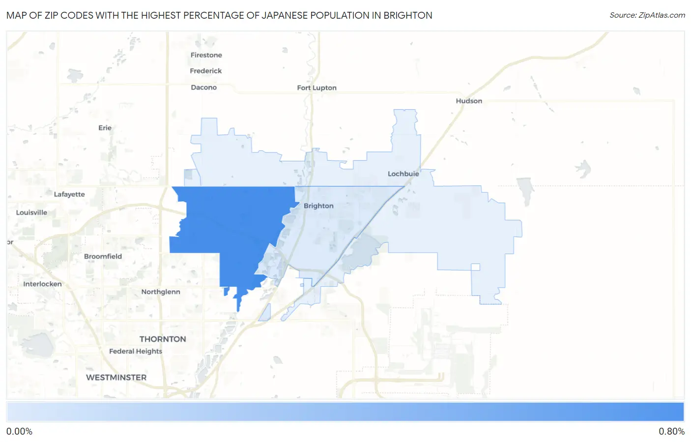 Zip Codes with the Highest Percentage of Japanese Population in Brighton Map