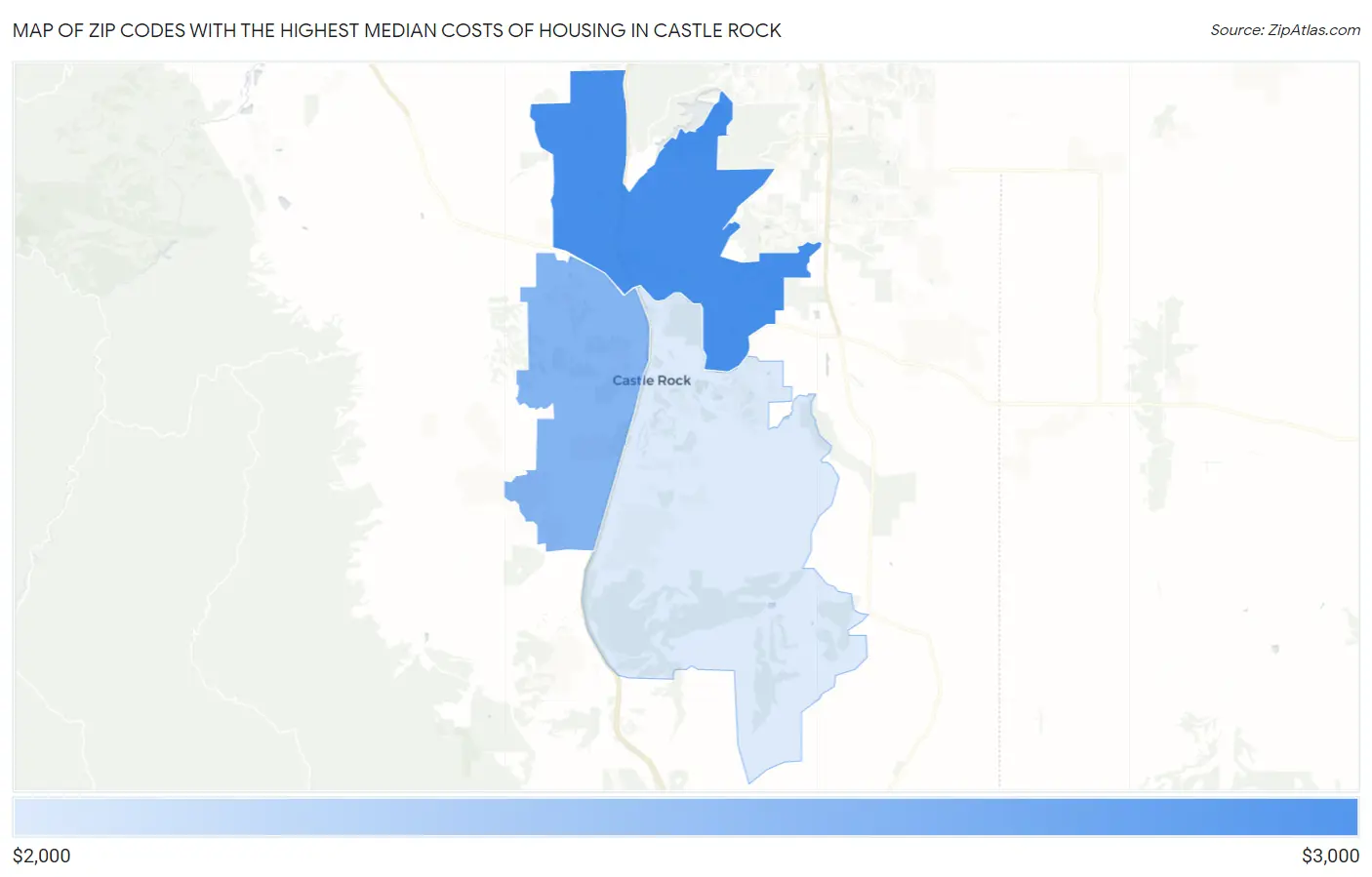Zip Codes with the Highest Median Costs of Housing in Castle Rock Map
