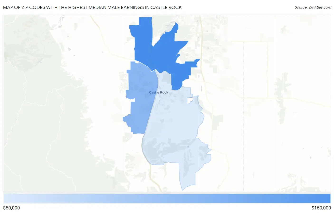 Zip Codes with the Highest Median Male Earnings in Castle Rock Map