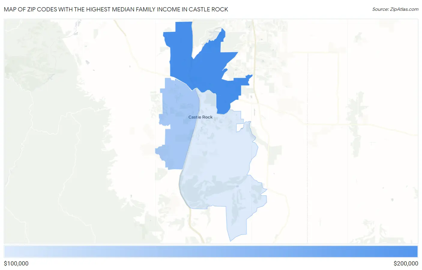 Zip Codes with the Highest Median Family Income in Castle Rock Map
