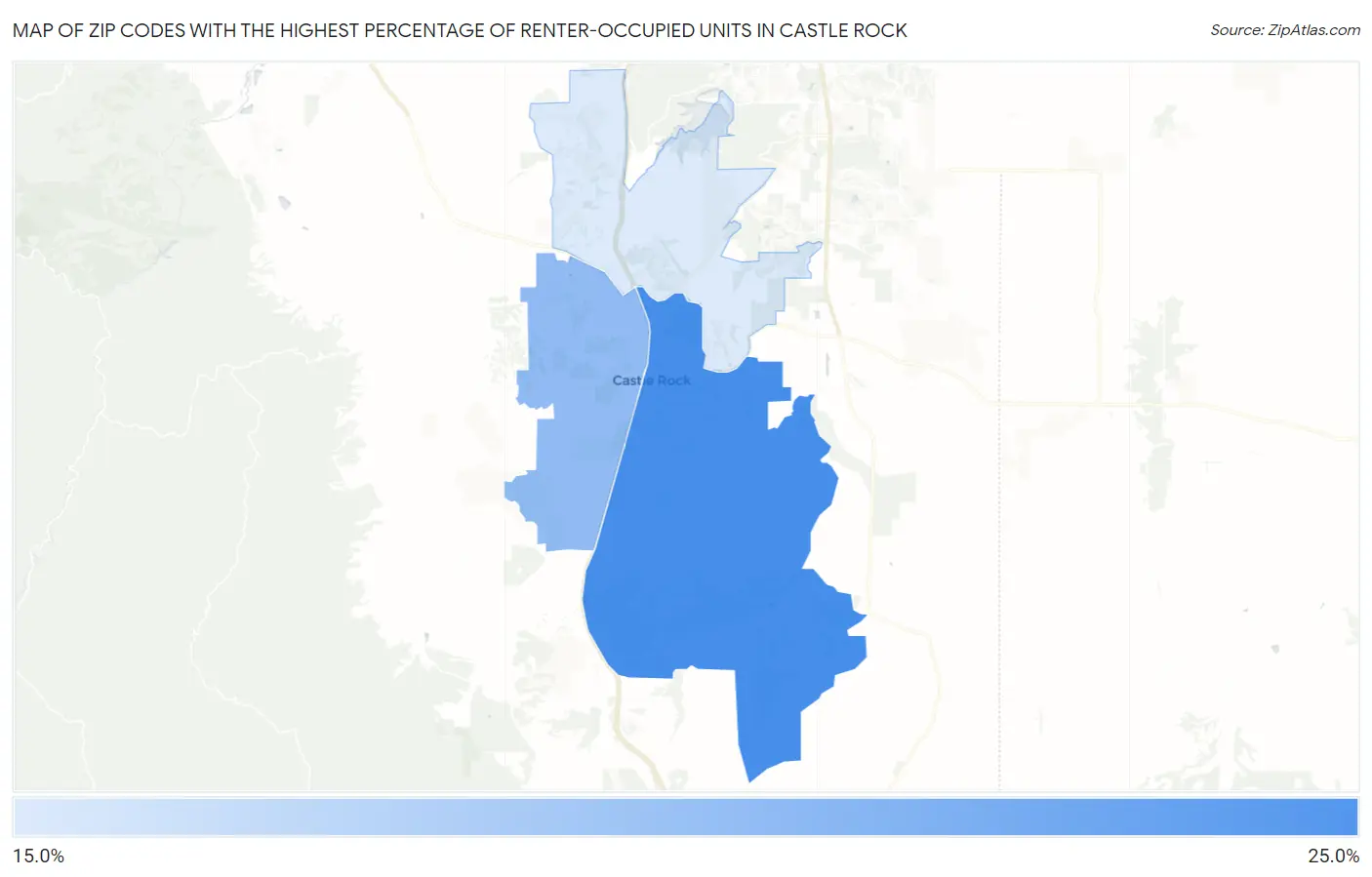 Zip Codes with the Highest Percentage of Renter-Occupied Units in Castle Rock Map