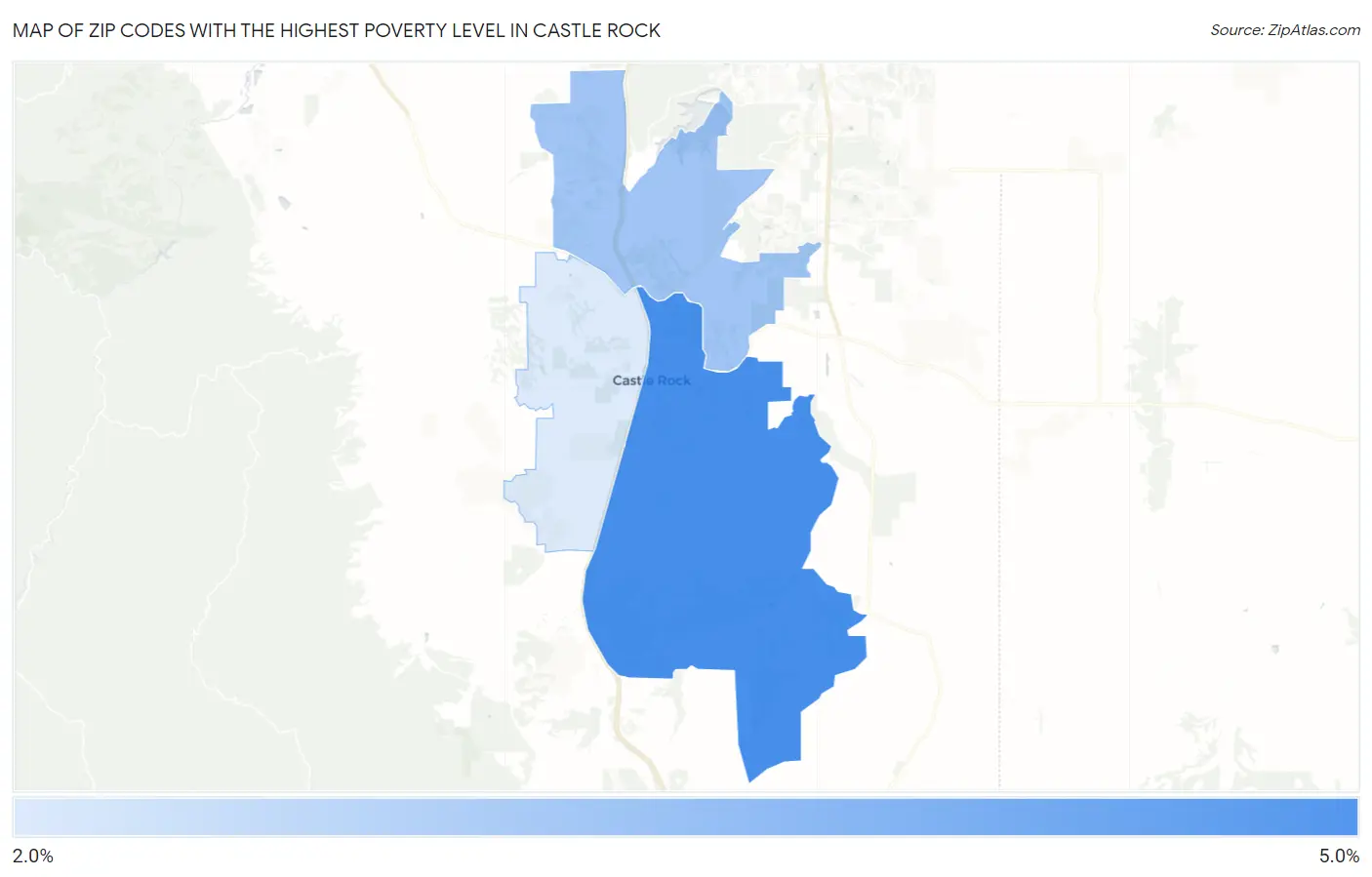 Zip Codes with the Highest Poverty Level in Castle Rock Map