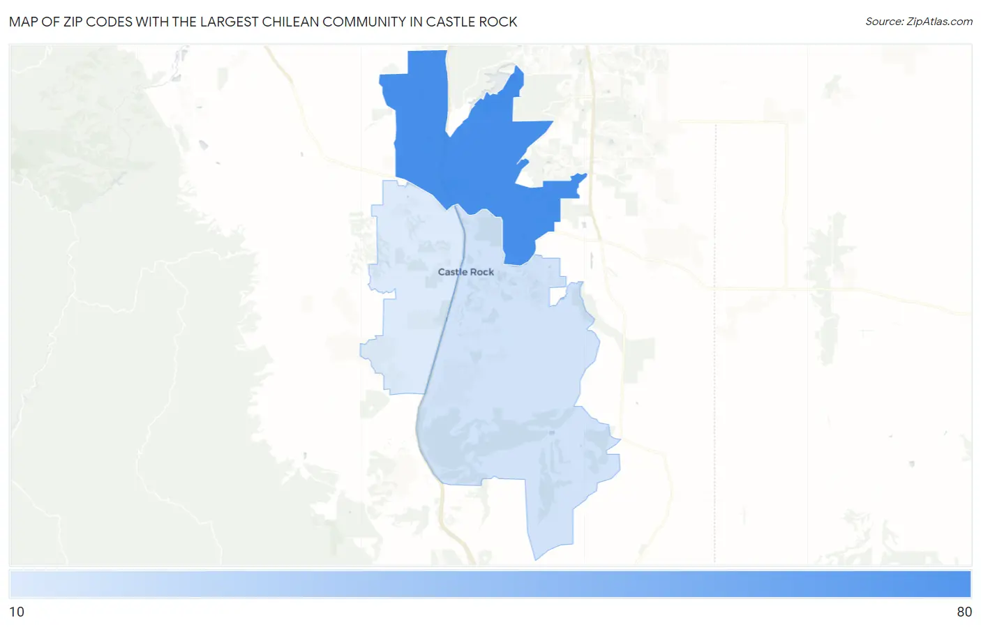 Zip Codes with the Largest Chilean Community in Castle Rock Map