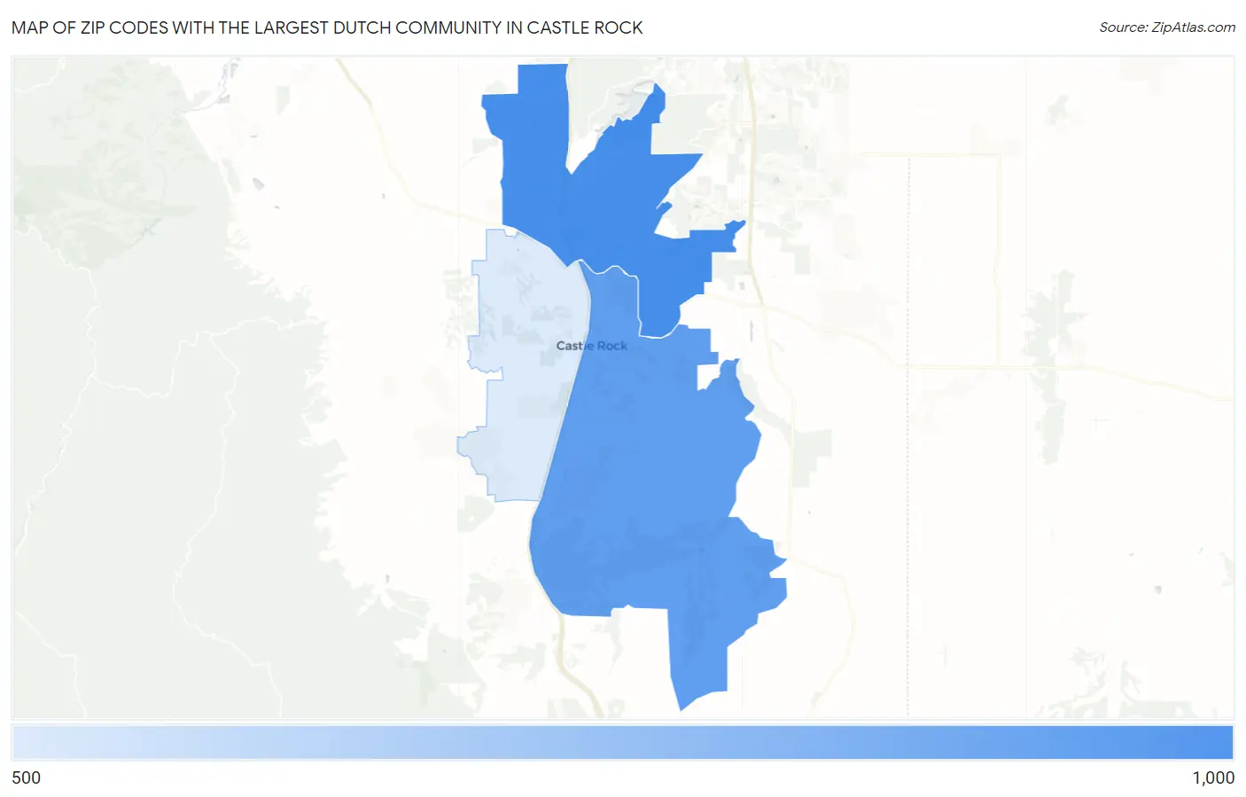 Zip Codes with the Largest Dutch Community in Castle Rock Map