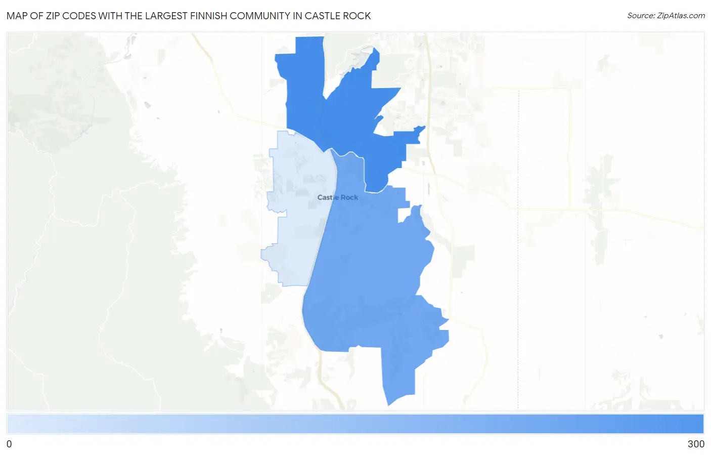Zip Codes with the Largest Finnish Community in Castle Rock Map