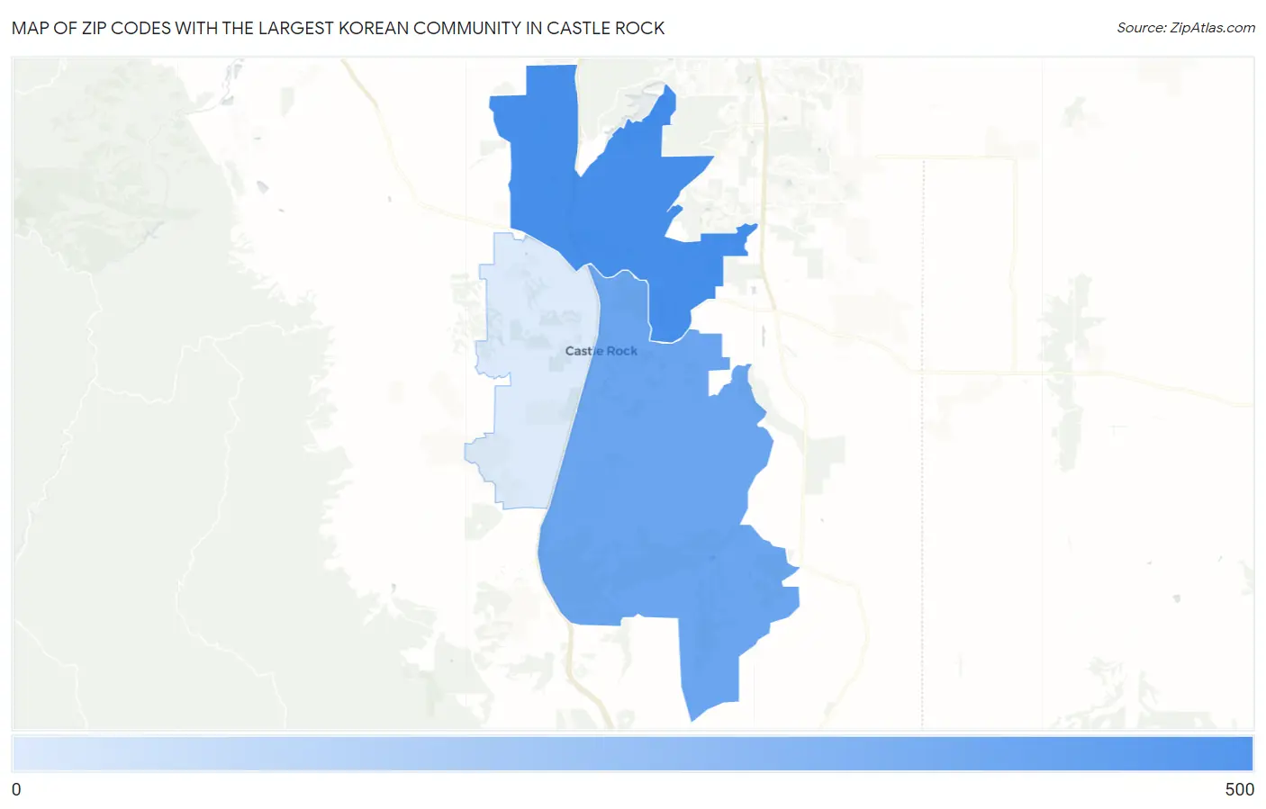 Zip Codes with the Largest Korean Community in Castle Rock Map