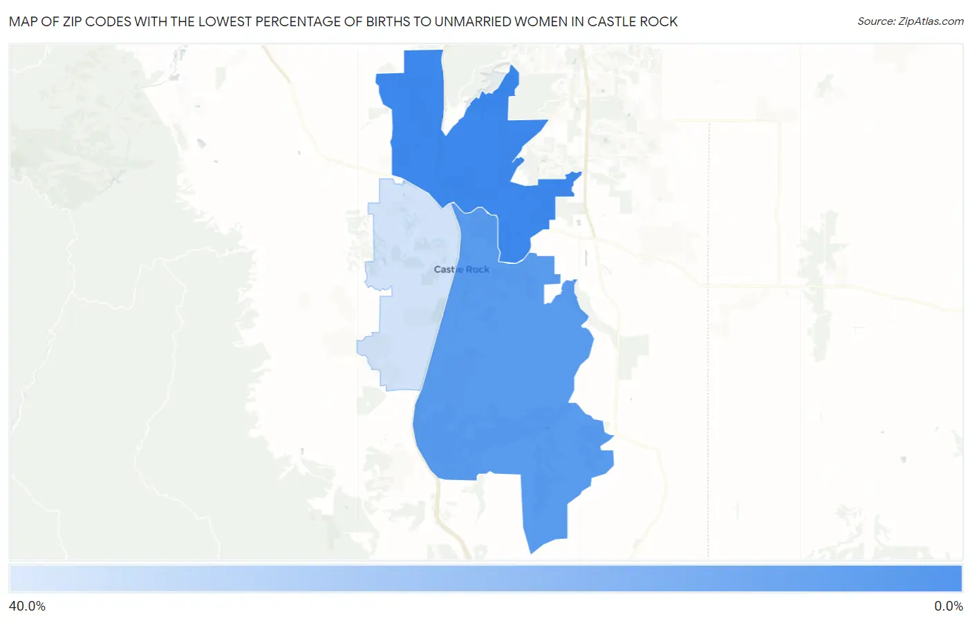 Zip Codes with the Lowest Percentage of Births to Unmarried Women in Castle Rock Map