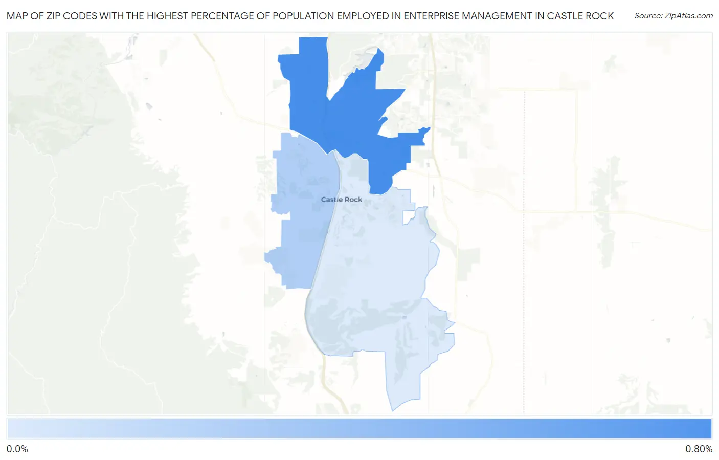 Zip Codes with the Highest Percentage of Population Employed in Enterprise Management in Castle Rock Map