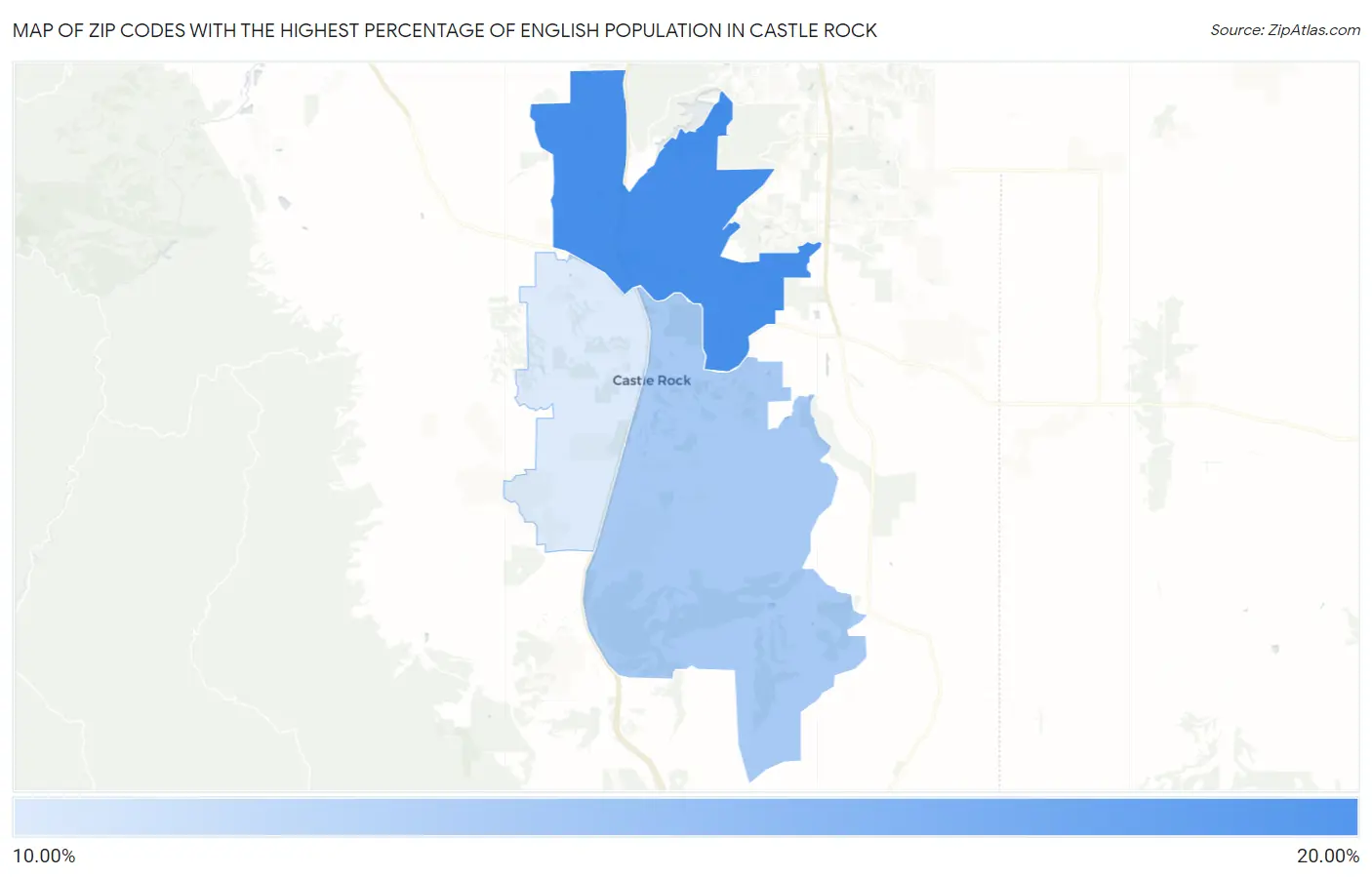 Zip Codes with the Highest Percentage of English Population in Castle Rock Map