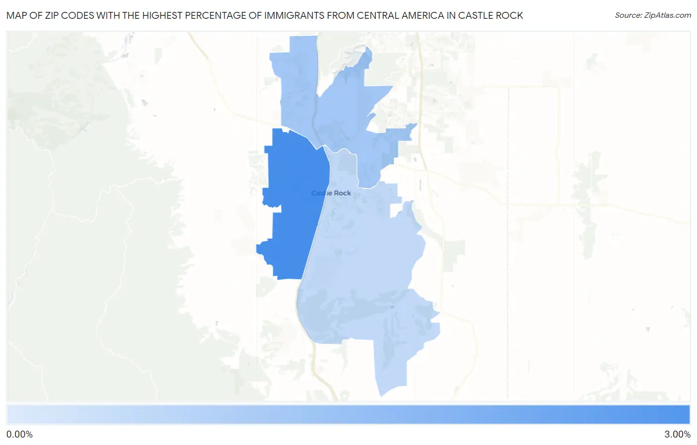 Zip Codes with the Highest Percentage of Immigrants from Central America in Castle Rock Map