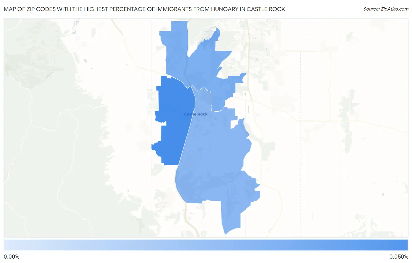 Zip Codes with the Highest Percentage of Immigrants from Hungary in Castle Rock Map