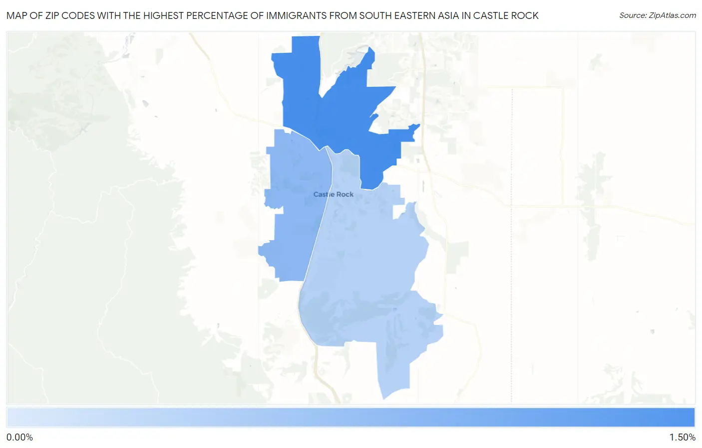 Zip Codes with the Highest Percentage of Immigrants from South Eastern Asia in Castle Rock Map