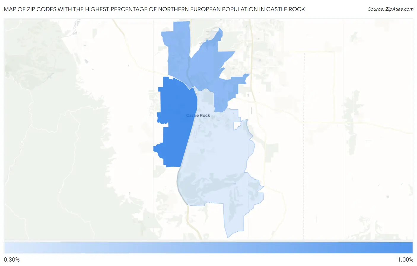 Zip Codes with the Highest Percentage of Northern European Population in Castle Rock Map