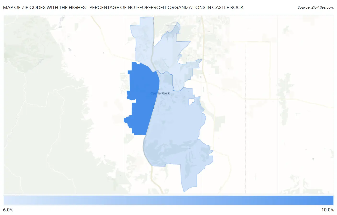 Zip Codes with the Highest Percentage of Not-for-profit Organizations in Castle Rock Map