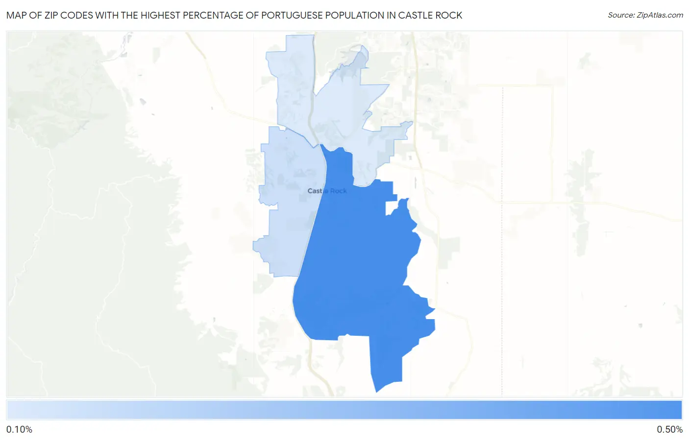 Zip Codes with the Highest Percentage of Portuguese Population in Castle Rock Map