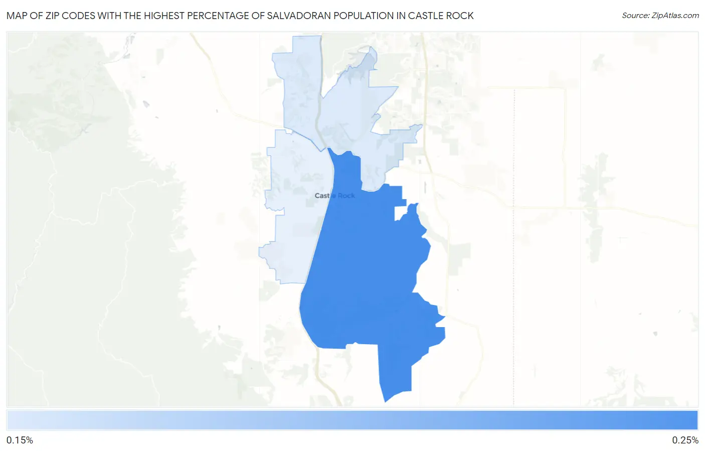 Zip Codes with the Highest Percentage of Salvadoran Population in Castle Rock Map