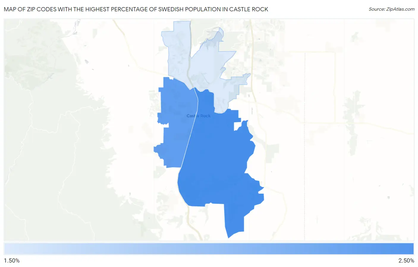 Zip Codes with the Highest Percentage of Swedish Population in Castle Rock Map