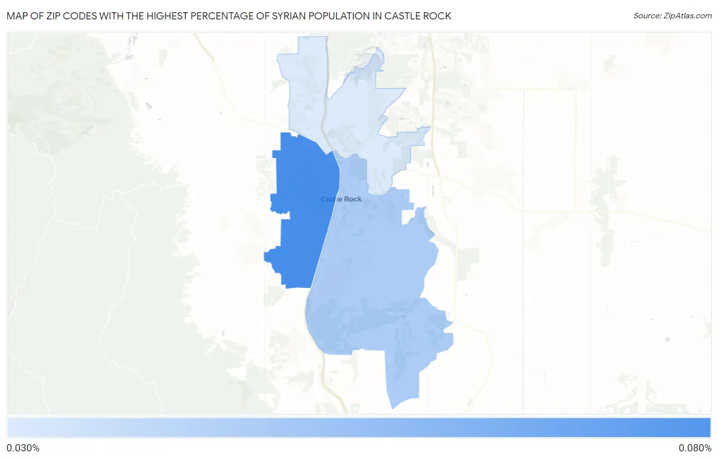 Zip Codes with the Highest Percentage of Syrian Population in Castle Rock Map
