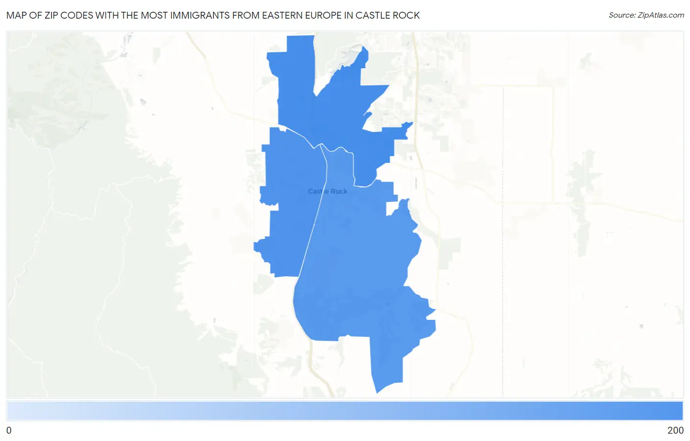 Zip Codes with the Most Immigrants from Eastern Europe in Castle Rock Map