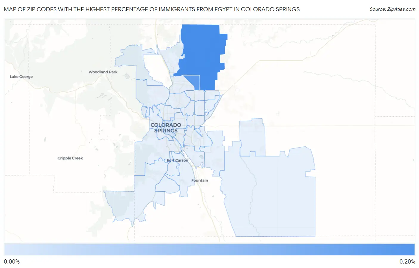 Zip Codes with the Highest Percentage of Immigrants from Egypt in Colorado Springs Map