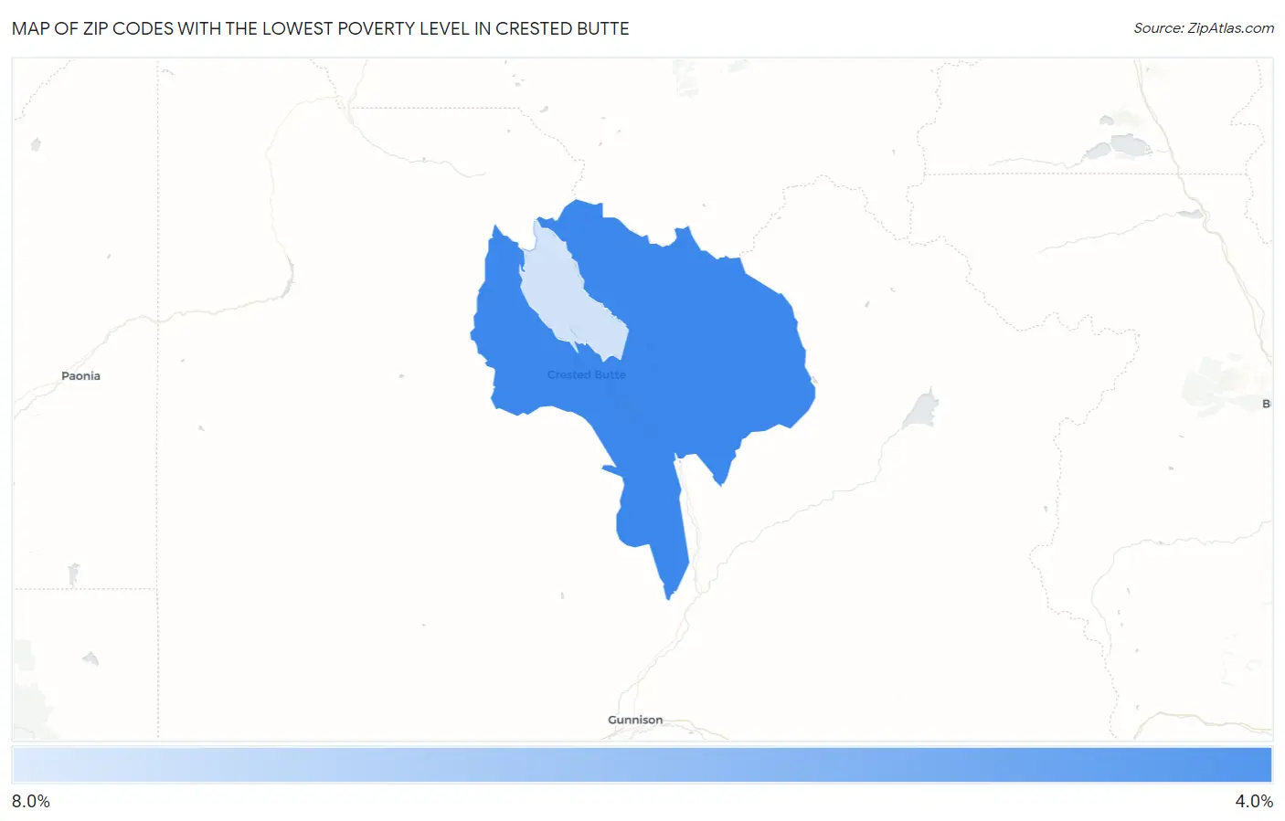 Zip Codes with the Lowest Poverty Level in Crested Butte Map
