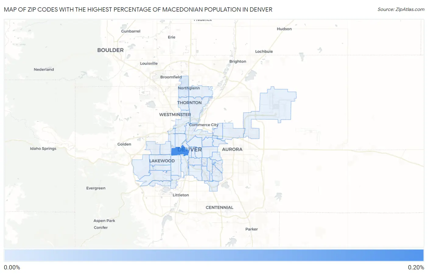 Zip Codes with the Highest Percentage of Macedonian Population in Denver Map