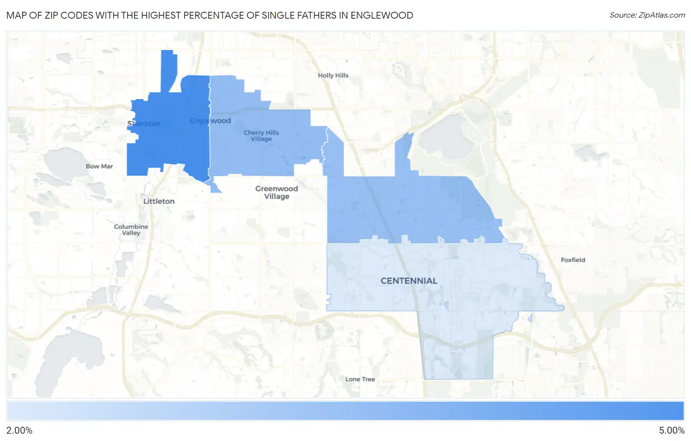 Zip Codes with the Highest Percentage of Single Fathers in Englewood Map