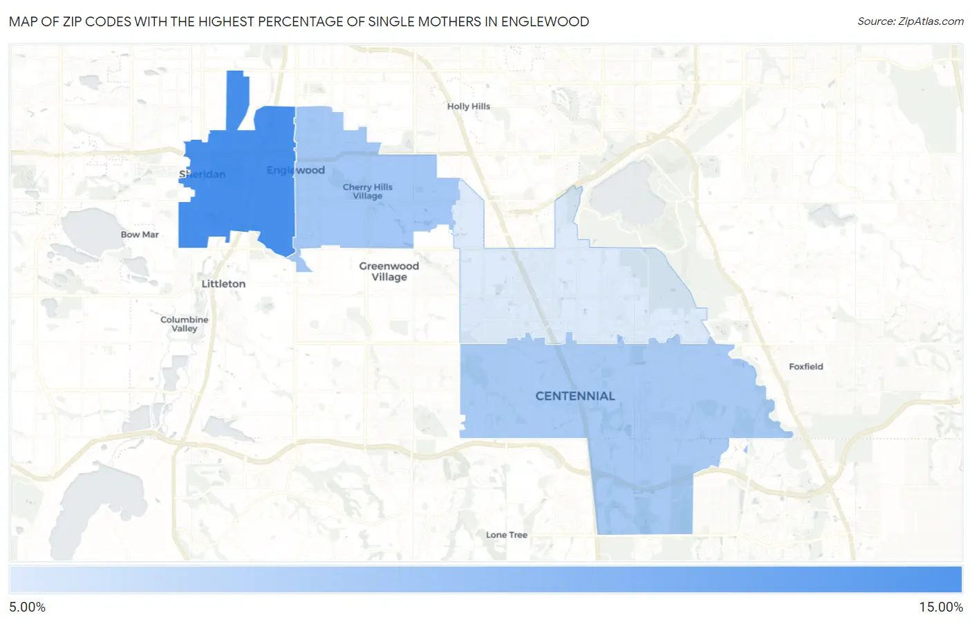 Zip Codes with the Highest Percentage of Single Mothers in Englewood Map