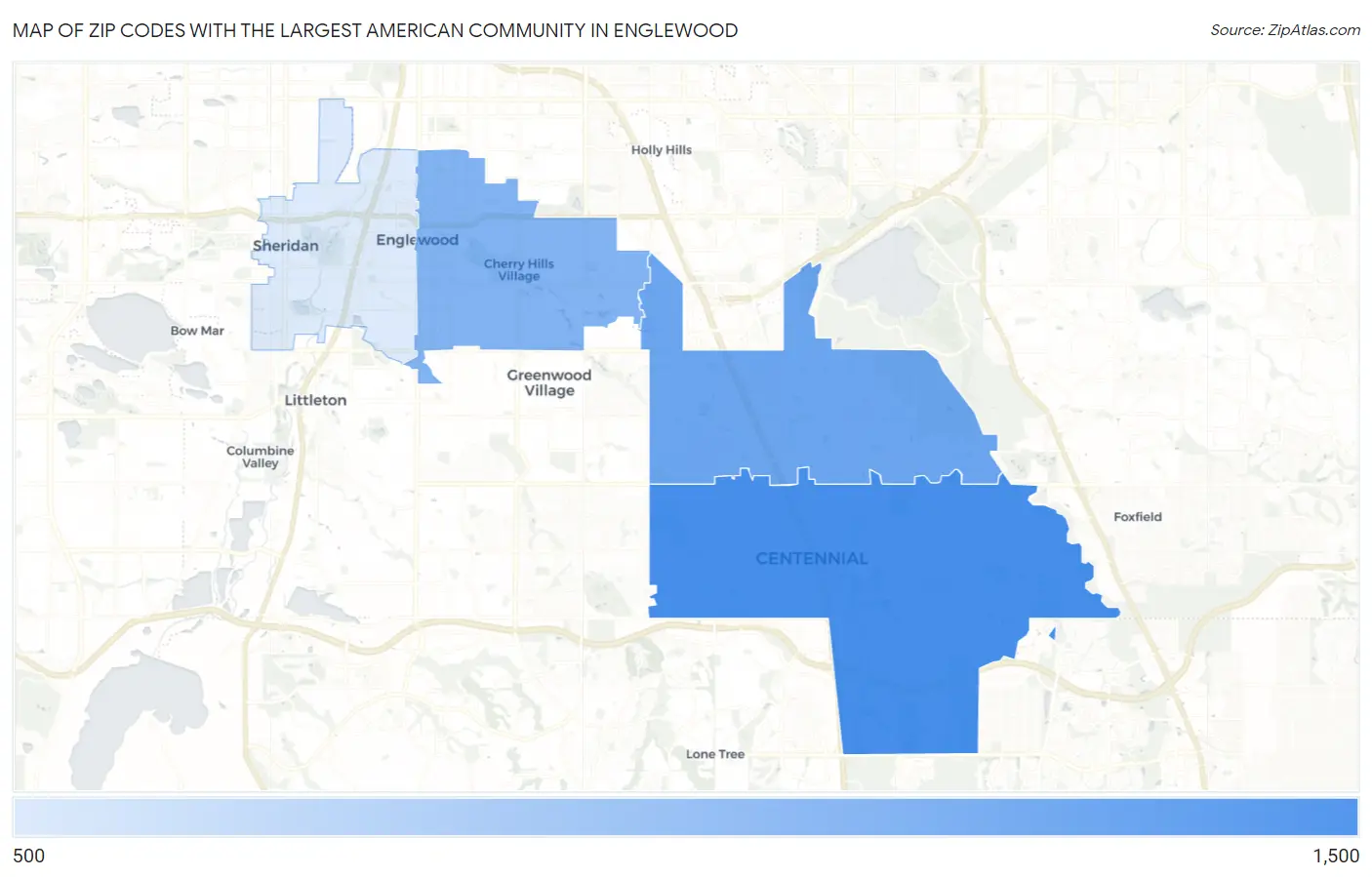 Zip Codes with the Largest American Community in Englewood Map