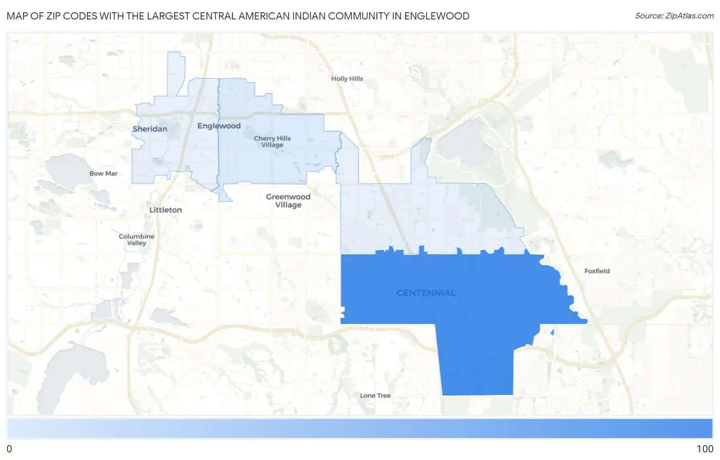 Zip Codes with the Largest Central American Indian Community in Englewood Map