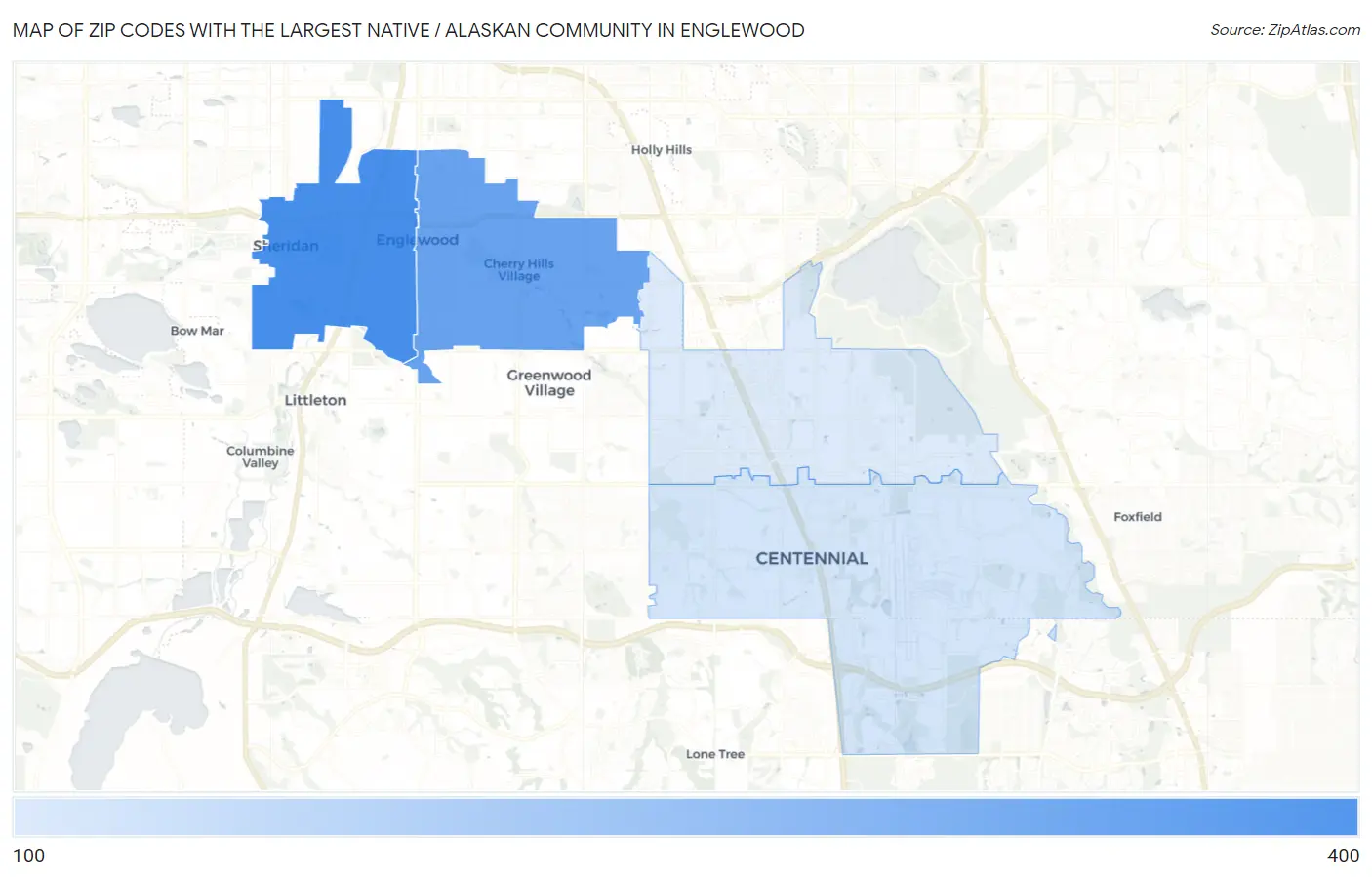 Zip Codes with the Largest Native / Alaskan Community in Englewood Map