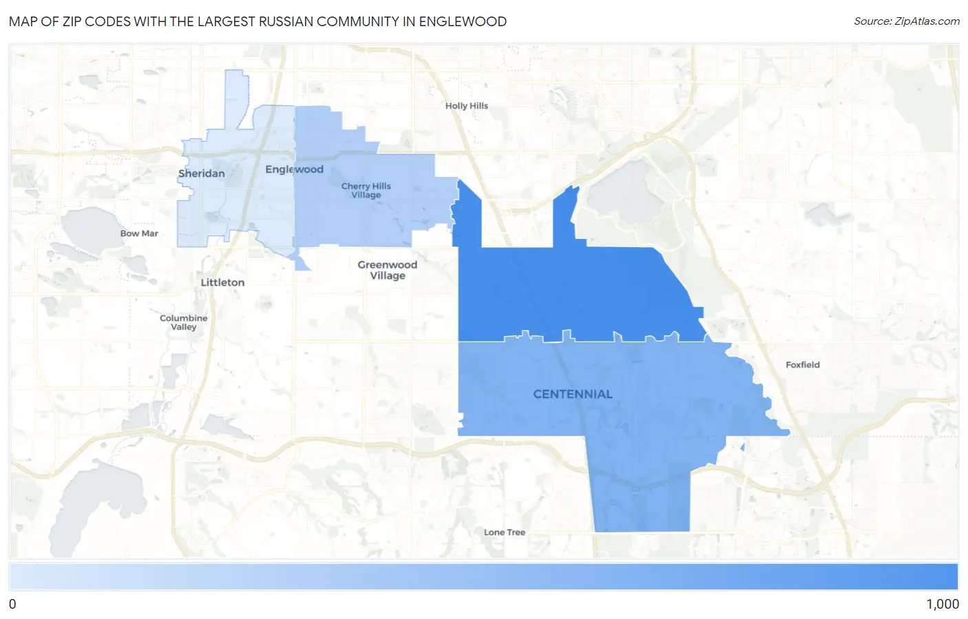Zip Codes with the Largest Russian Community in Englewood Map