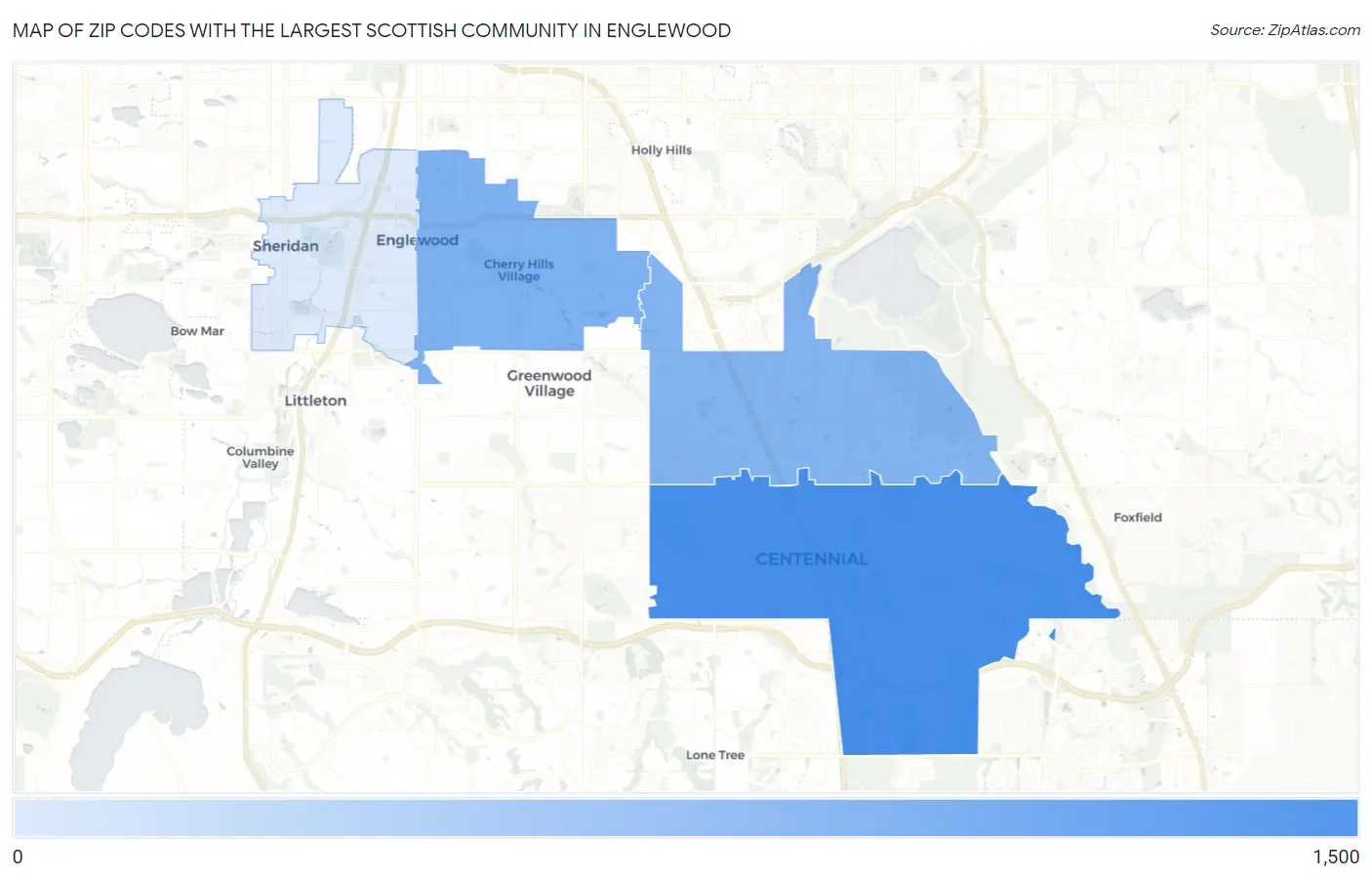 Zip Codes with the Largest Scottish Community in Englewood Map