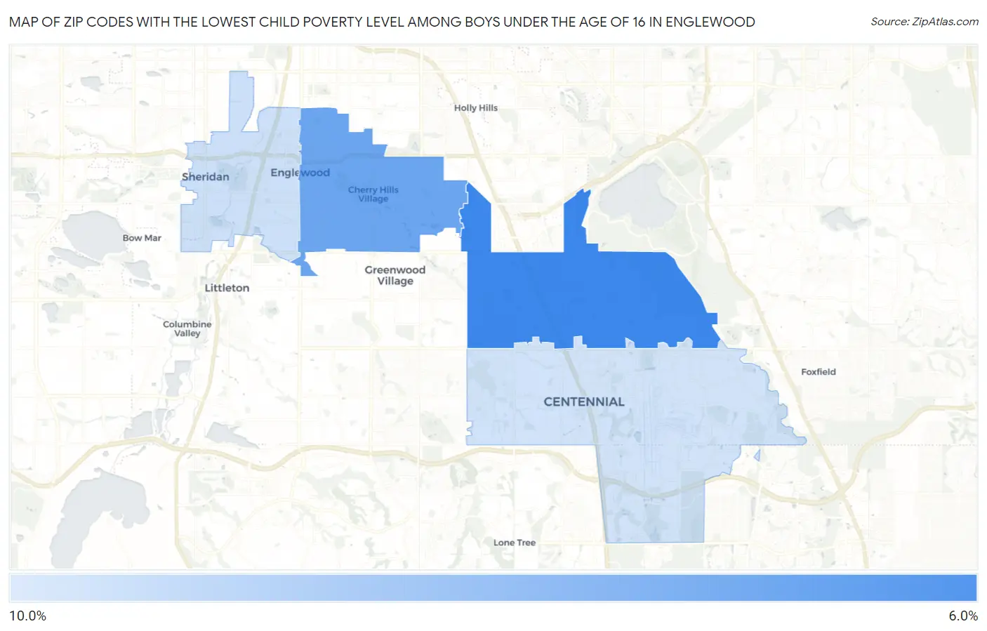 Zip Codes with the Lowest Child Poverty Level Among Boys Under the Age of 16 in Englewood Map